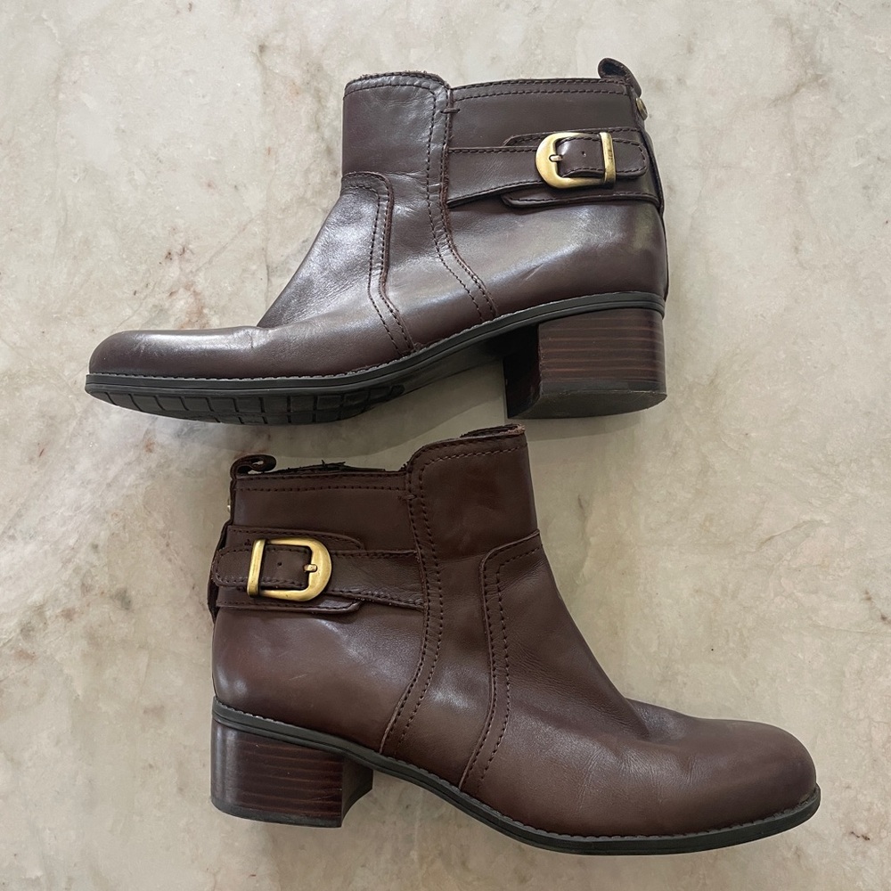 Brown leather ankle boots